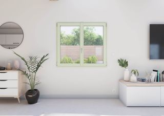 Fenêtre battante PVC vue intérieur vert