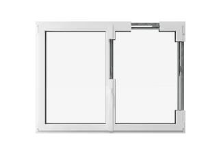 Fenêtre battante PVC vue semi ouverte technique 2