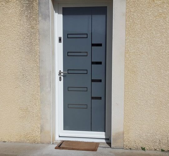 Porte d'entrée en aluminium Turquoise.
