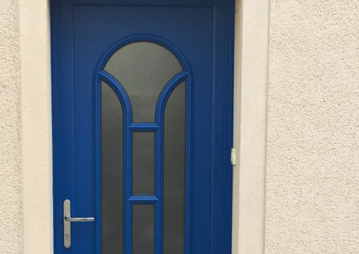 Porte d'entrée en aluminium bleu Tryba Gers