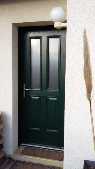 Porte d'entrée coloris Vert de qualité.