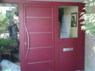 Porte d'entrée aluminium TECH rouge TRYBA Villeneuve-d'Ascq